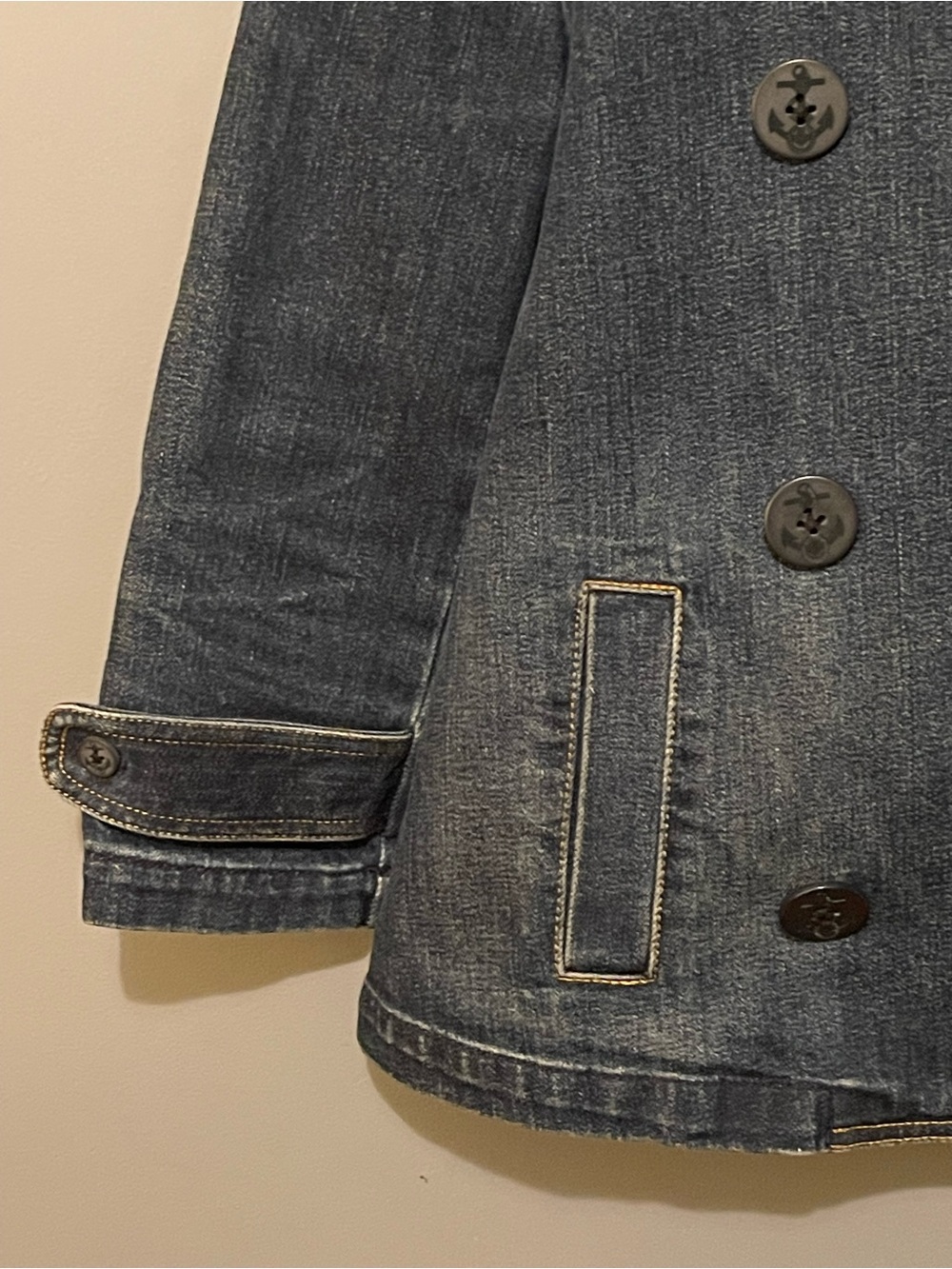Vintage Ralph Lauren Denim Peacoat Jacket XS Y2K Fit & Flare Nautical - Picture 6 of 16